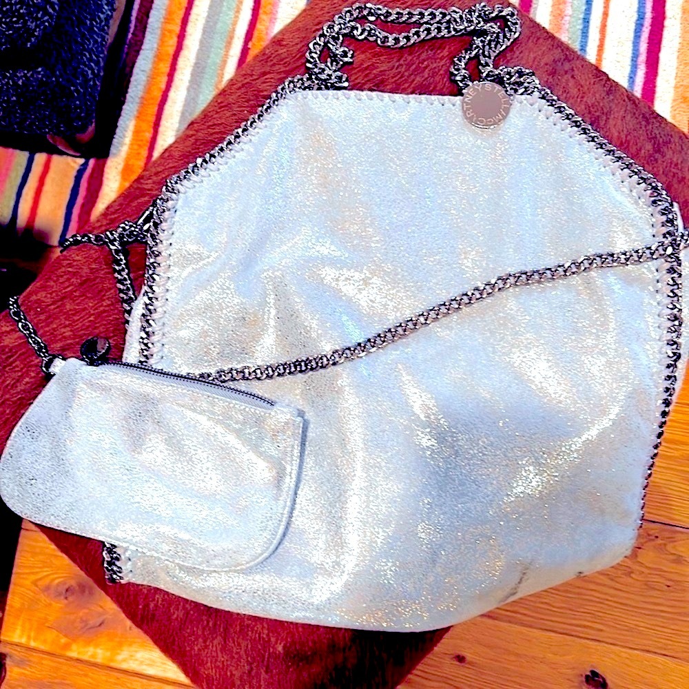 stella Mc Carney like new lg fold over or strap metallic bag - Picture 2 of 11